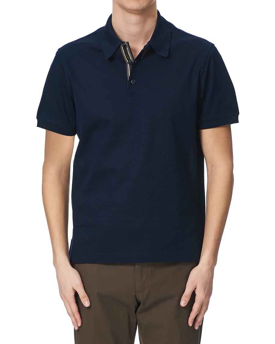 Herren | Poloshirts | Brioni | Contrast Placket Polo Piquet Navy