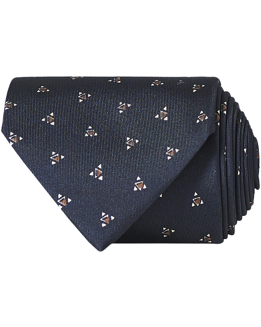 Herren | Brioni Printed Triangle Silk Tie Navy | Brioni | Printed Triangle Silk Tie Navy
