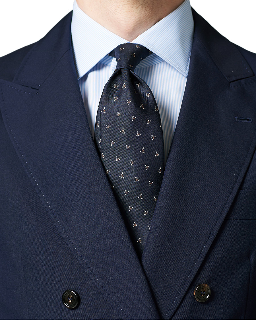 Herren | Brioni Printed Triangle Silk Tie Navy | Brioni | Printed Triangle Silk Tie Navy