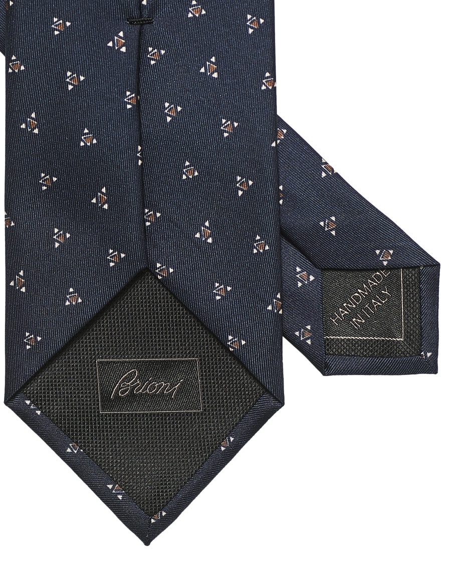 Herren | Brioni Printed Triangle Silk Tie Navy | Brioni | Printed Triangle Silk Tie Navy