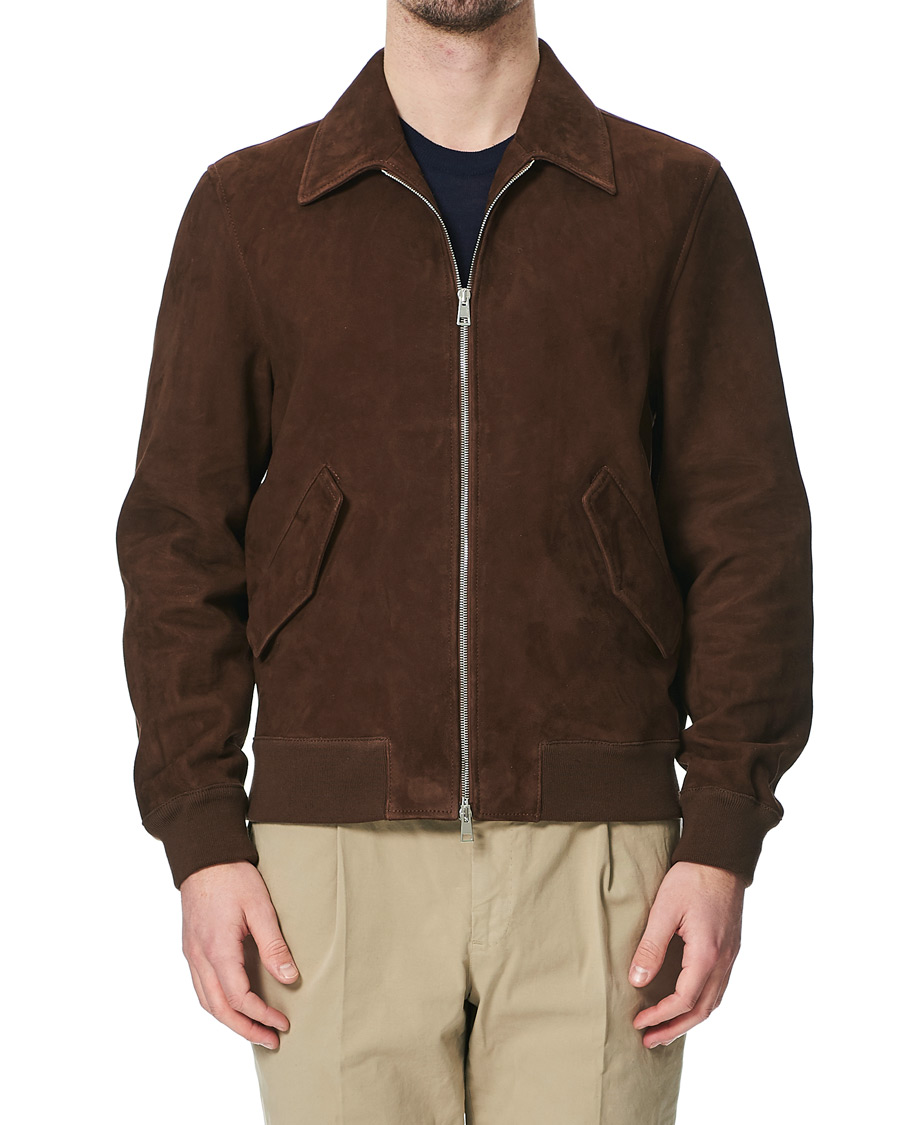 Herren | Jacken | Valstar | Suede Zip Blouson Dark Brown