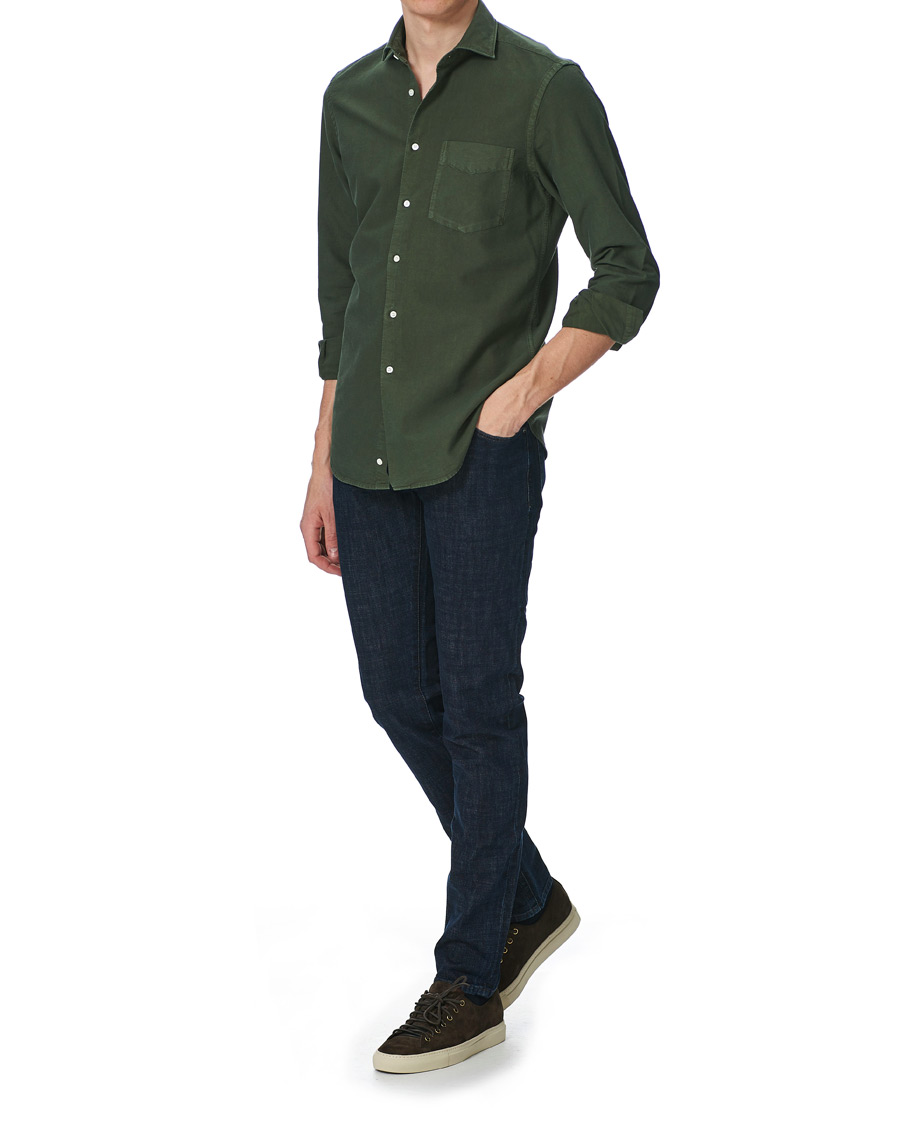 Herren | Hemden | Aspesi | Regular Dyed Linen Shirt Washed Green
