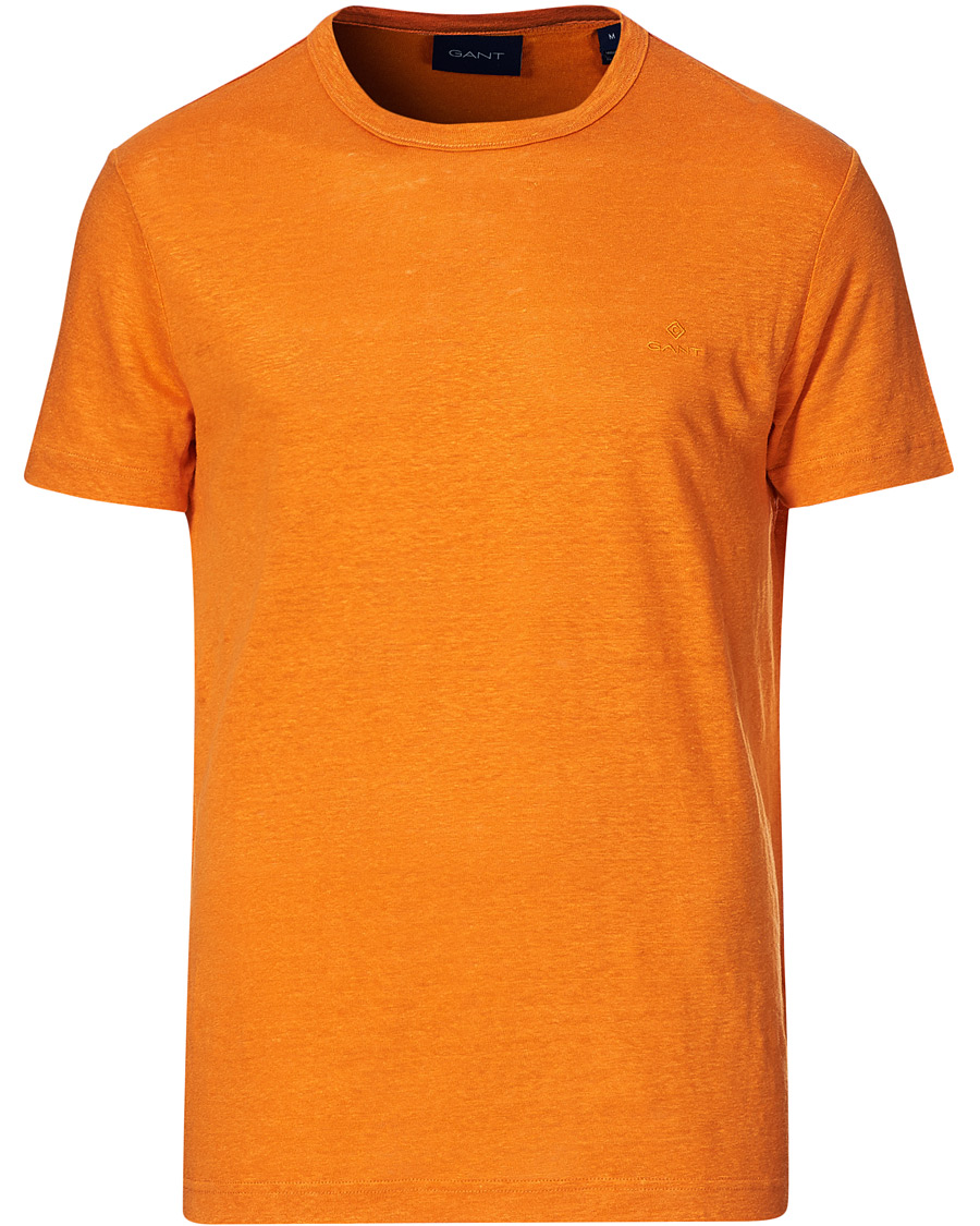 Herren | T-Shirts | GANT | Linen Crew Neck Tee Roset Orange