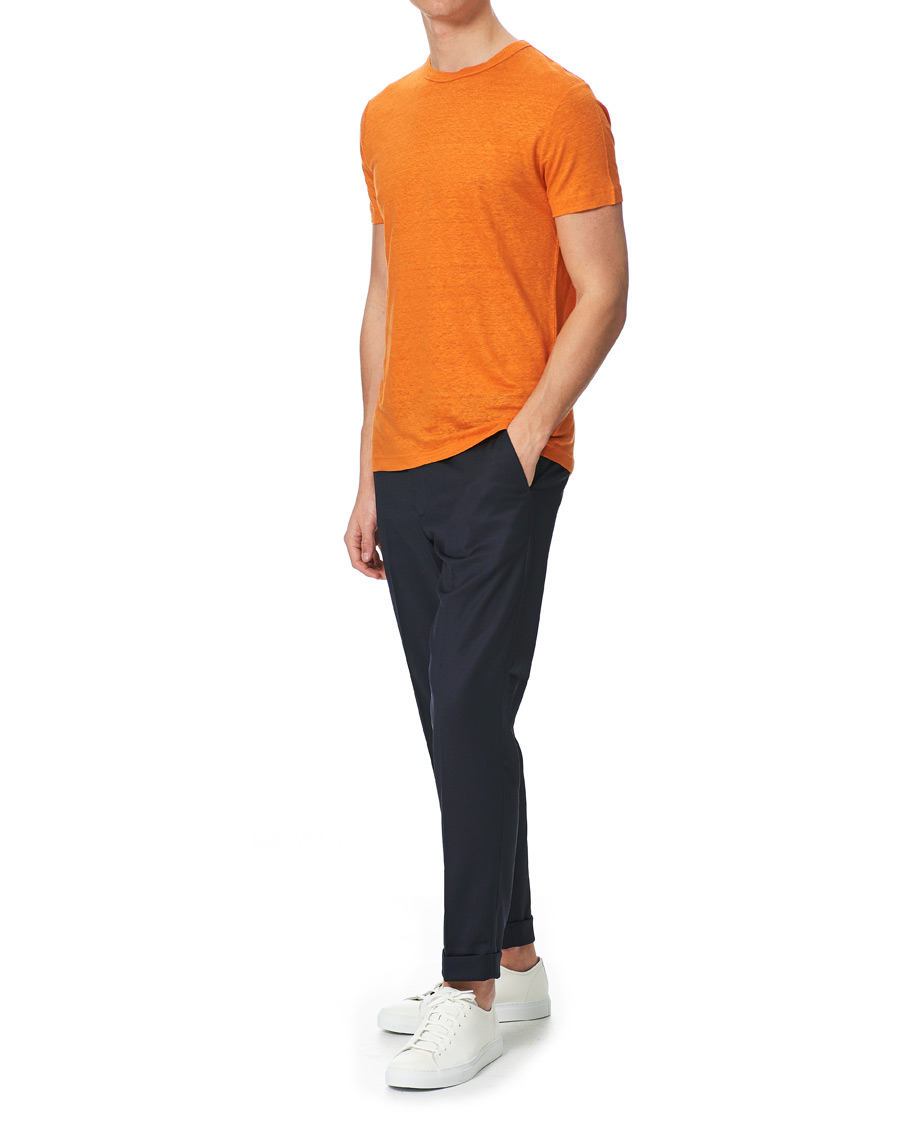 Herren | T-Shirts | GANT | Linen Crew Neck Tee Roset Orange