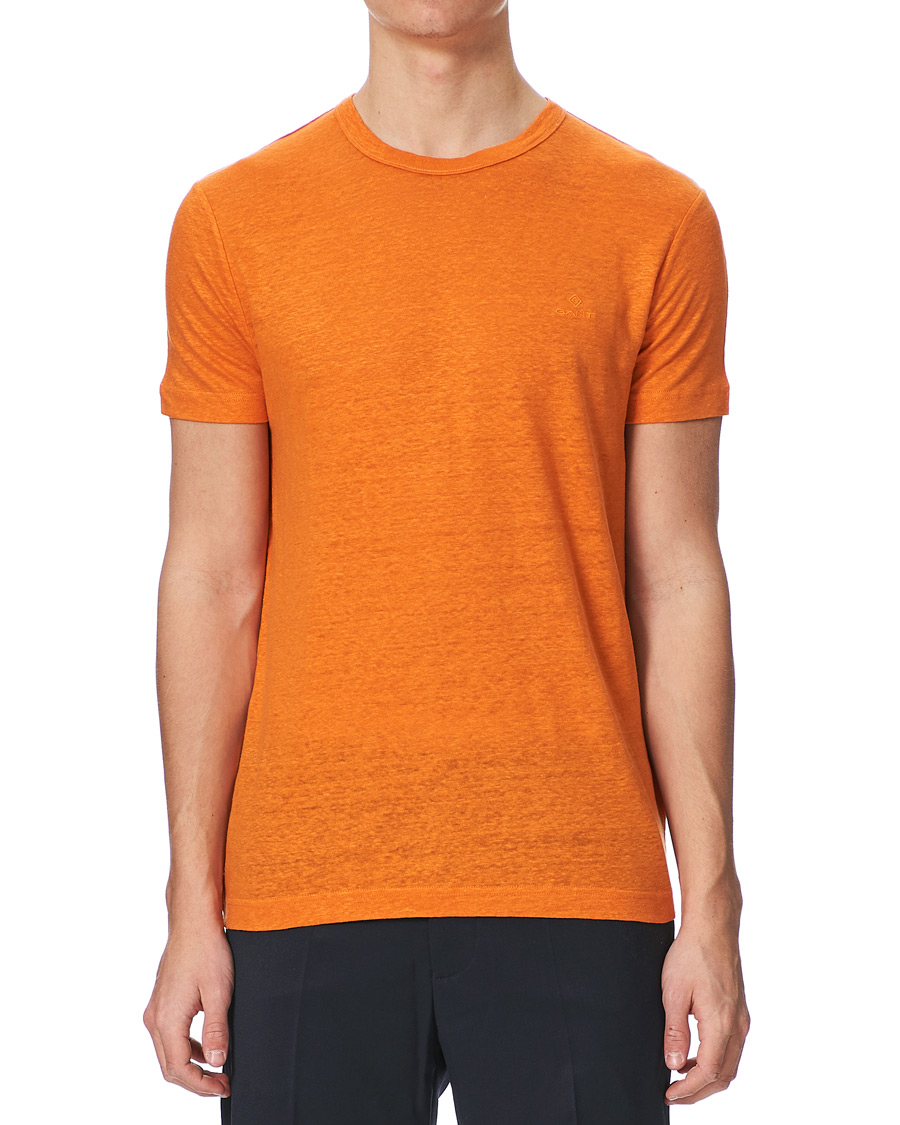 Herren | T-Shirts | GANT | Linen Crew Neck Tee Roset Orange