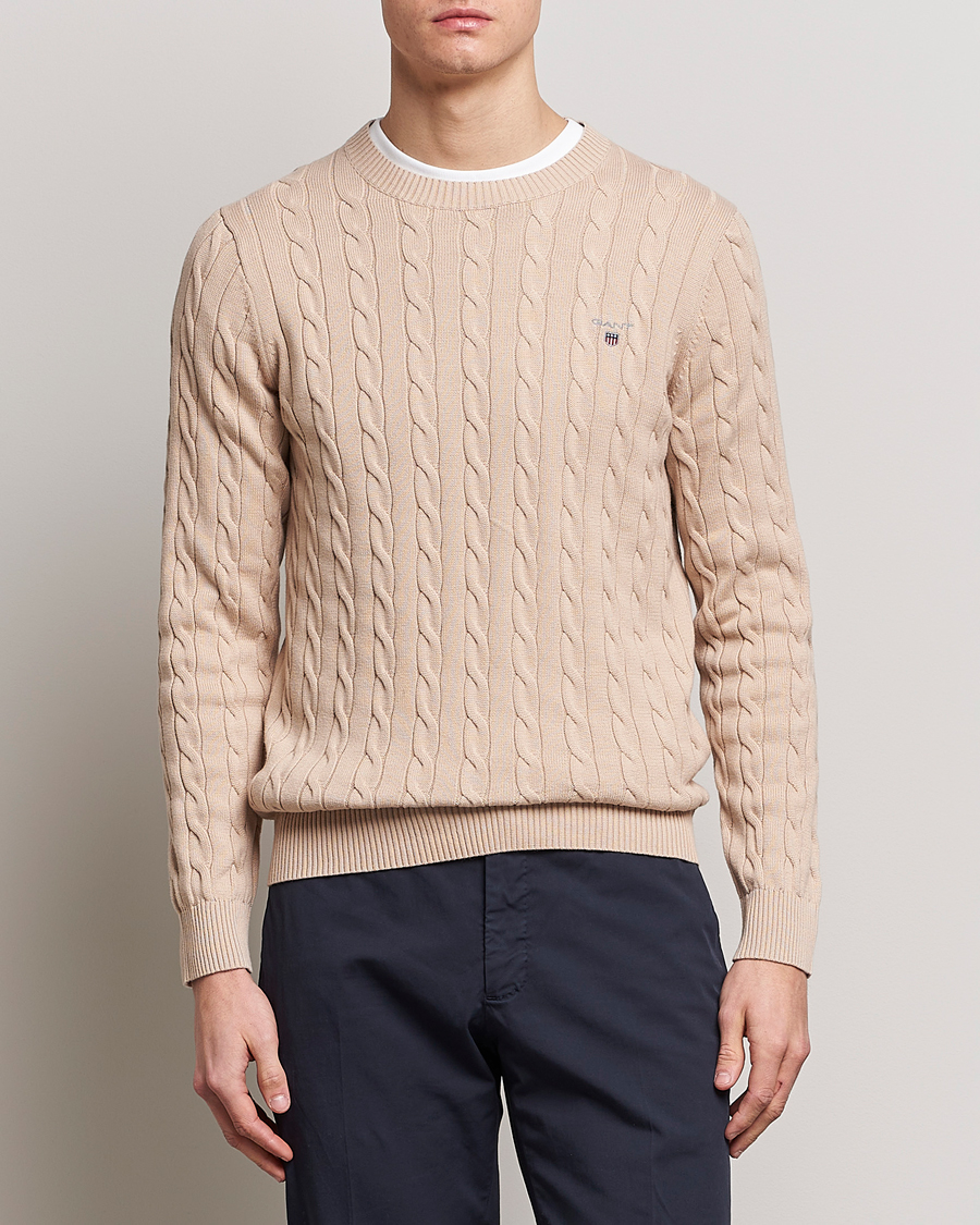 Herren |  | GANT | Cotton Cable Crew Neck Dry Sand