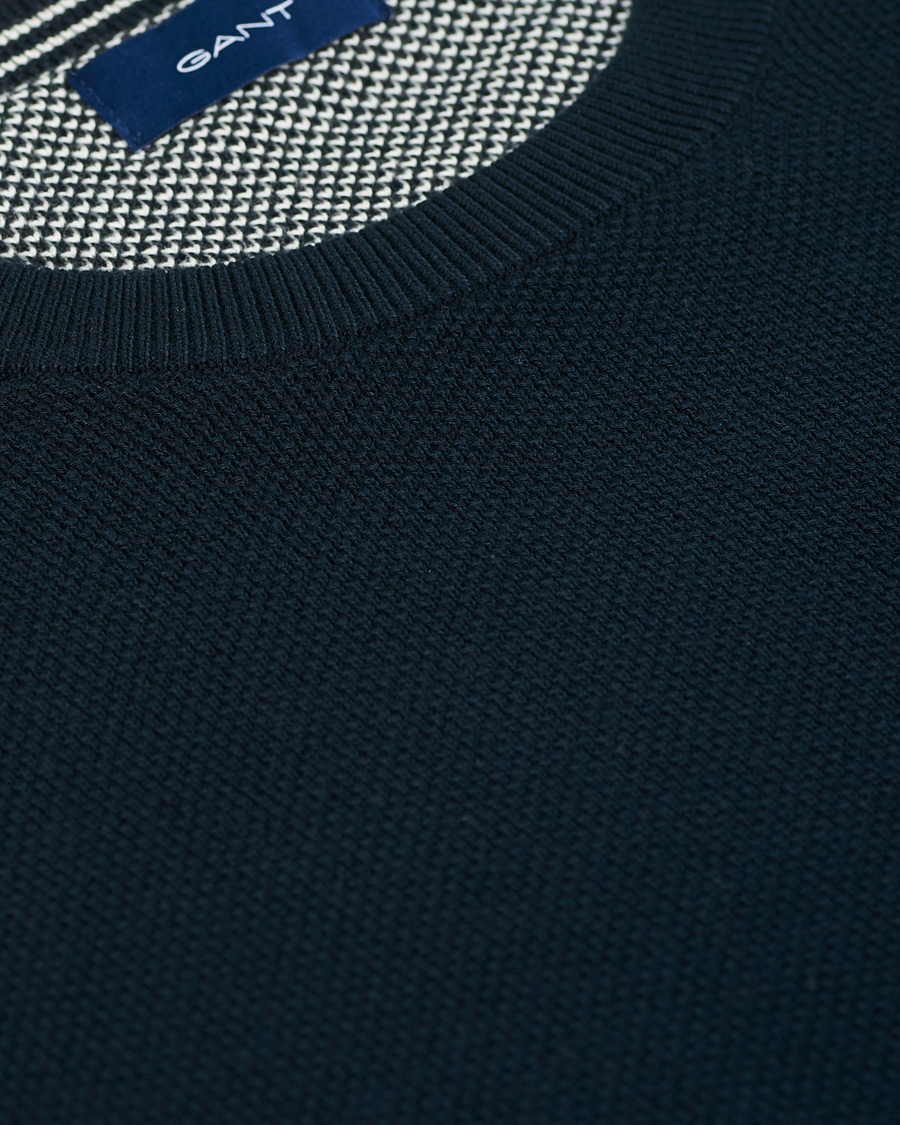 Herren | Pullover | GANT | Cotton Pique Crew Neck Eavning Blue