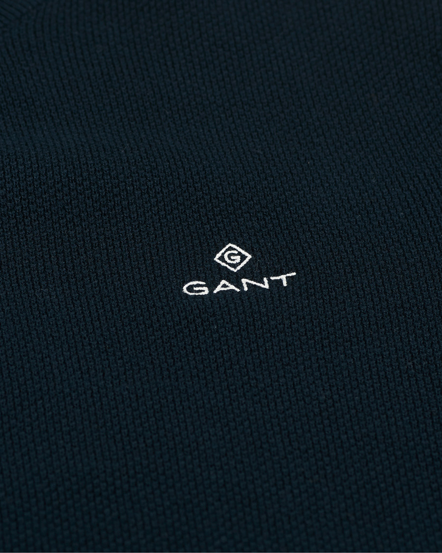 Herren | Pullover | GANT | Cotton Pique Crew Neck Eavning Blue