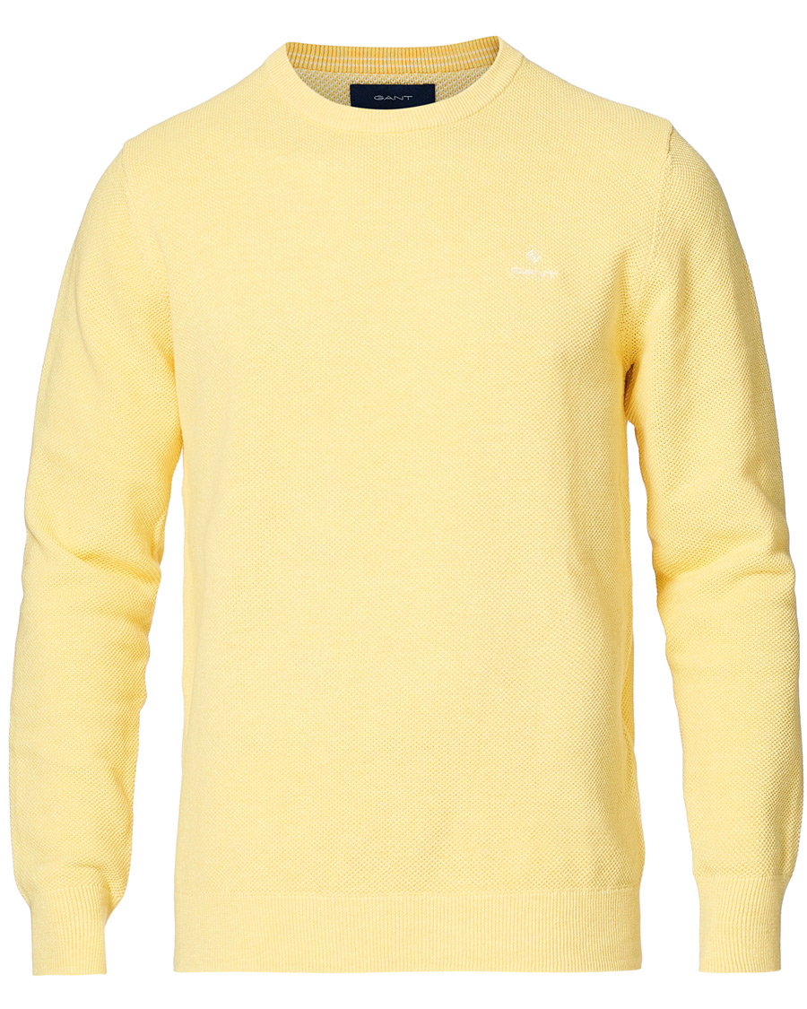 Herren | Pullover | GANT | Cotton Pique Crew Neck Sweater Brimstone Yellow