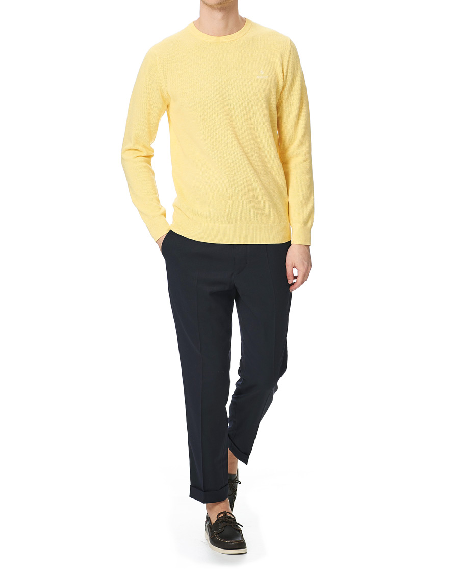 Herren | Pullover | GANT | Cotton Pique Crew Neck Sweater Brimstone Yellow