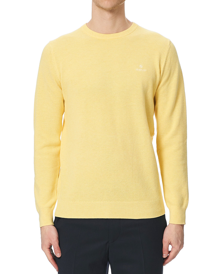 Herren | Pullover | GANT | Cotton Pique Crew Neck Sweater Brimstone Yellow