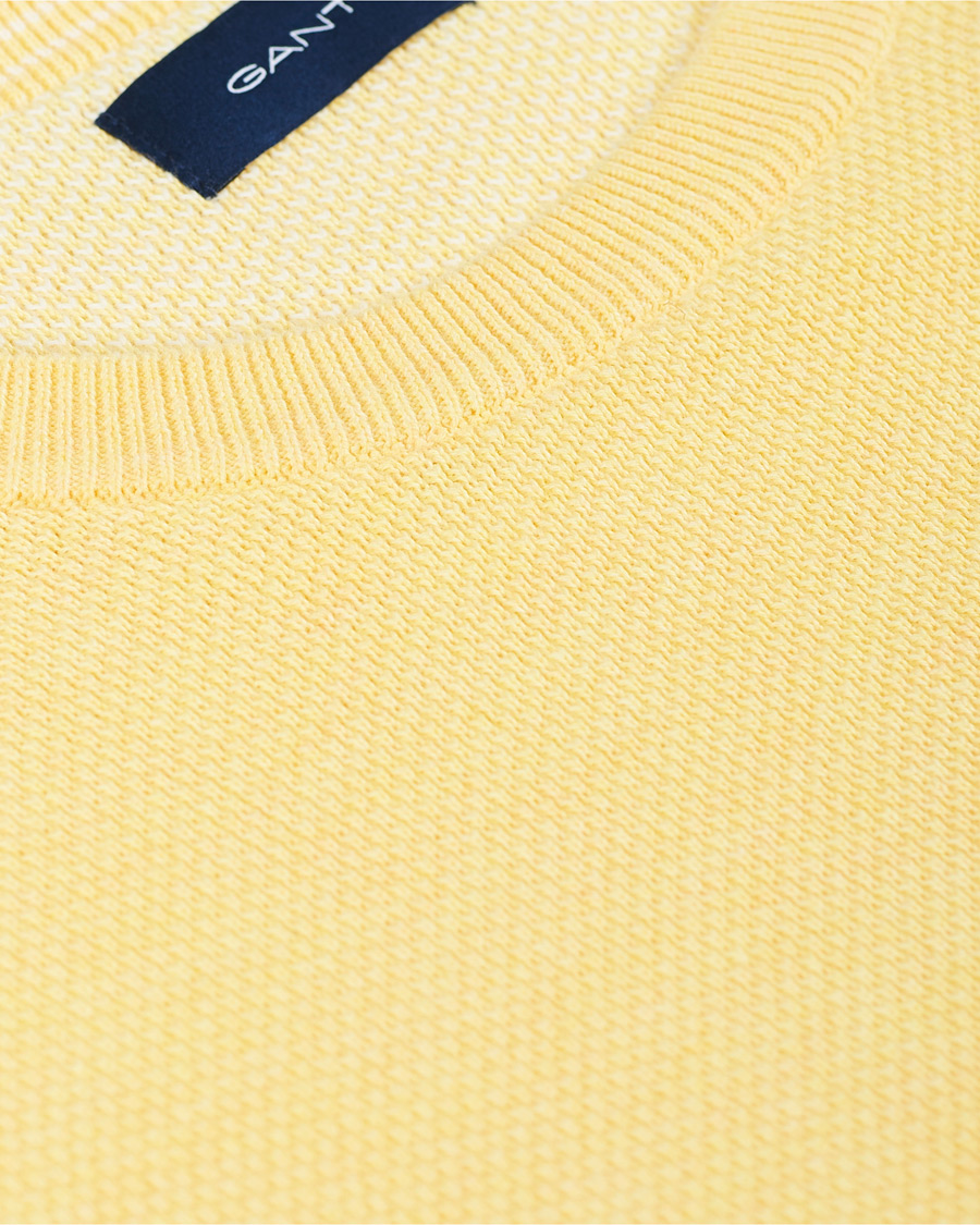 Herren | Pullover | GANT | Cotton Pique Crew Neck Sweater Brimstone Yellow