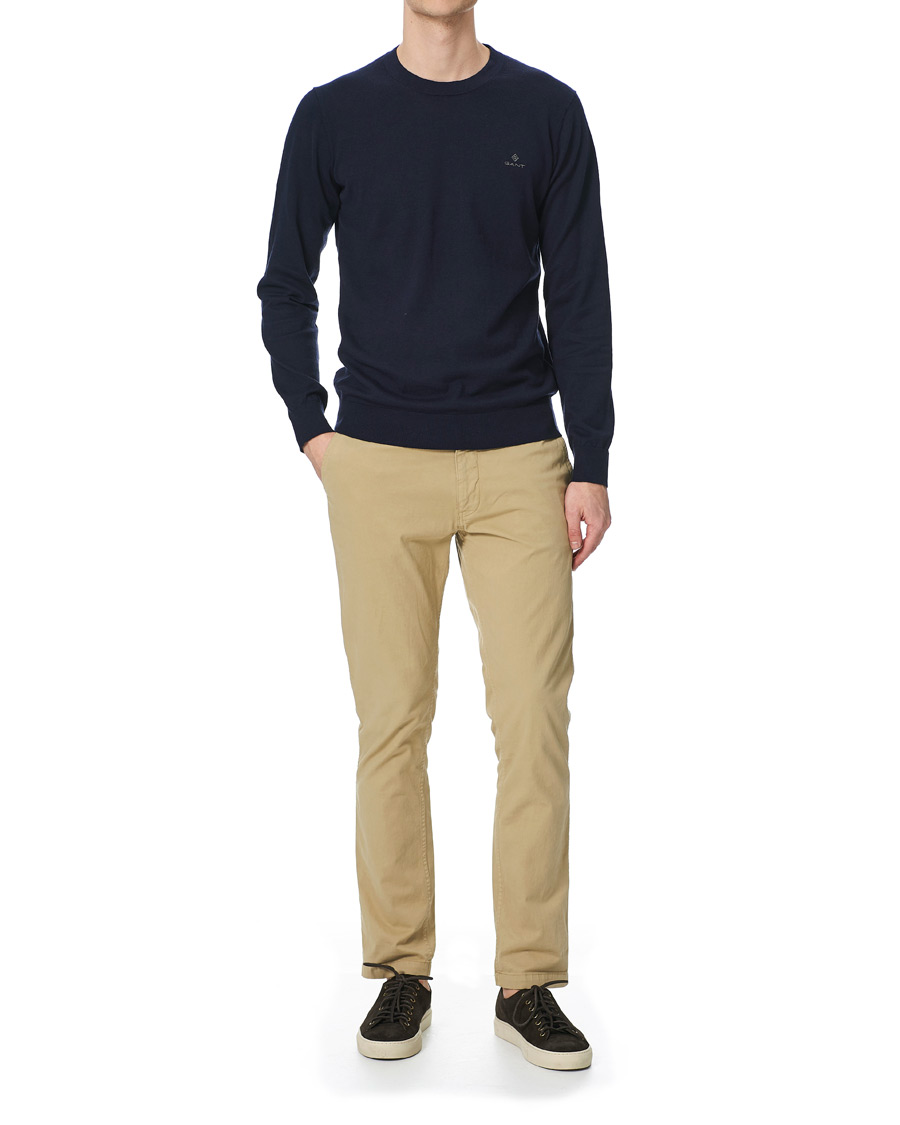 Herren | Pullover | GANT | Cotton/Cashmere Crew Neck Pullover Evening Blue
