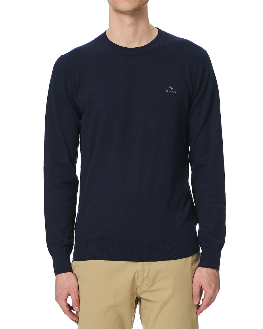 Herren | Pullover | GANT | Cotton/Cashmere Crew Neck Pullover Evening Blue