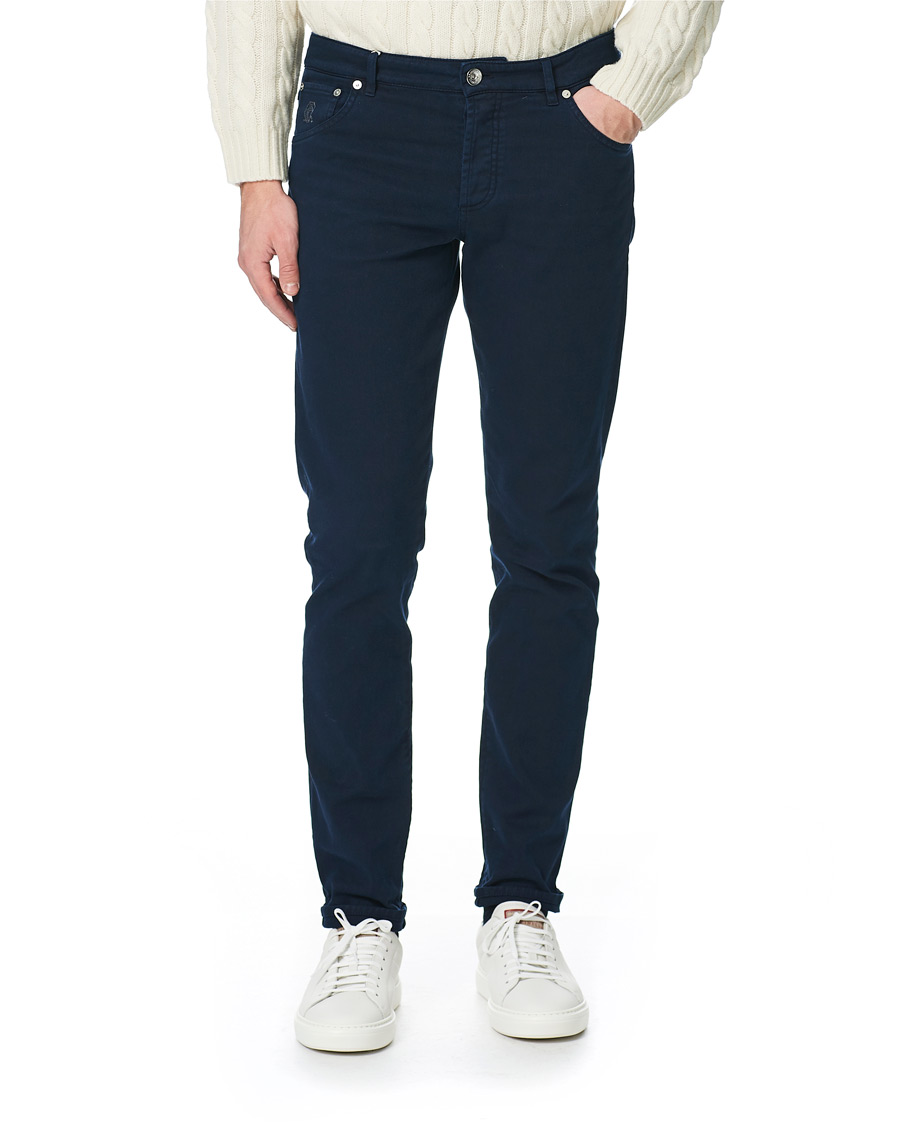 Men | Casual Trousers | Brunello Cucinelli | Slim Fit 5-Pocket Twill Pants Navy
