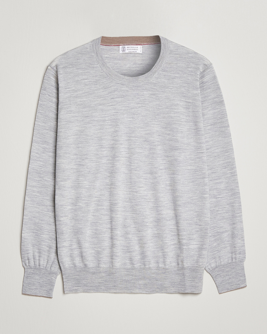 Herren | Pullover | Brunello Cucinelli | Cashmere/Wool Crew Neck Sweater Light Grey