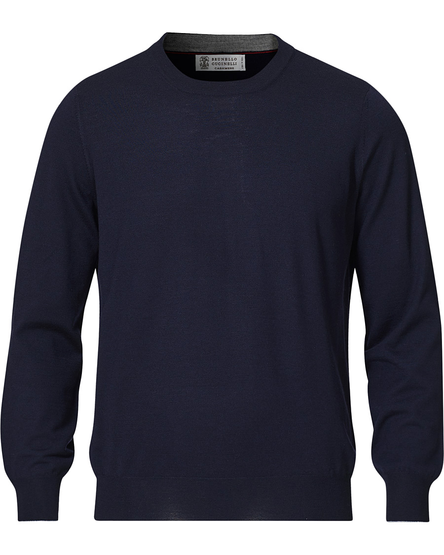 Herren | Pullover | Brunello Cucinelli | Cashmere/Wool Crew Neck Sweater Navy