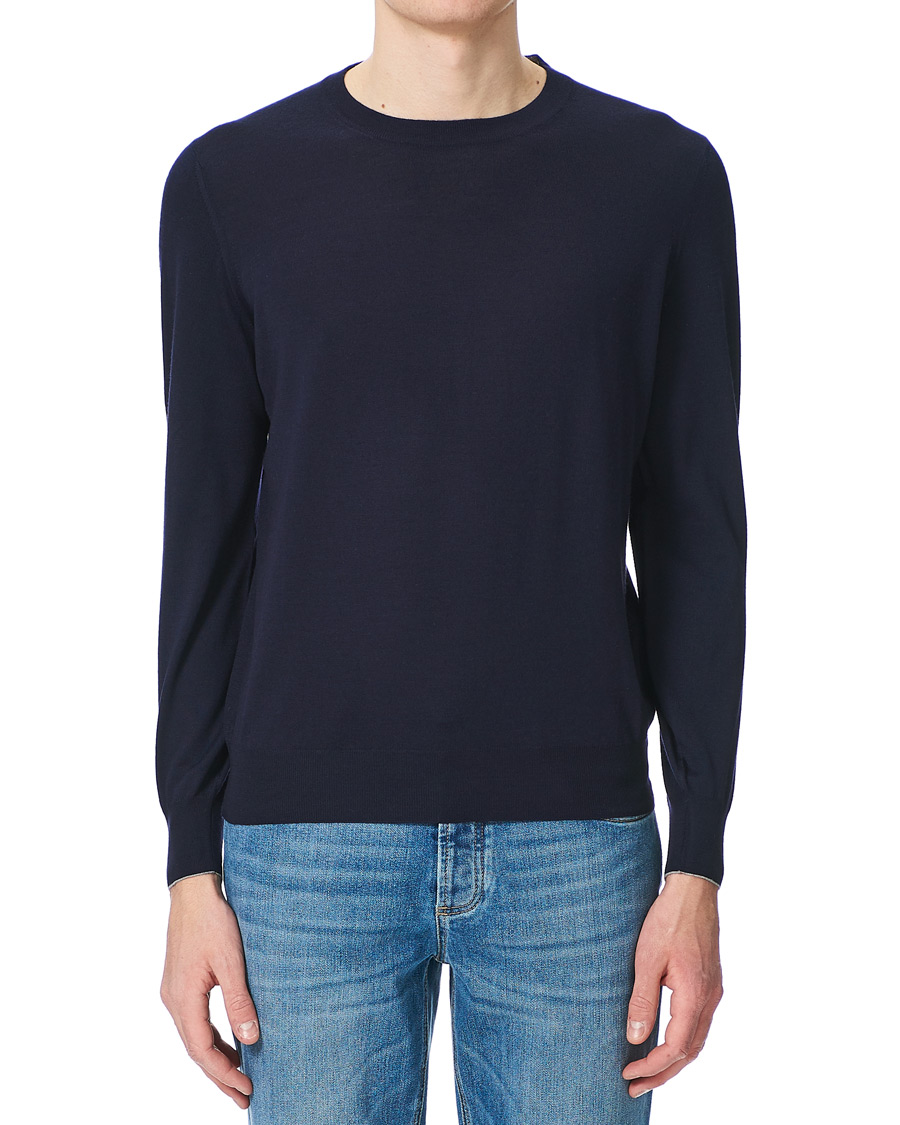 Herren | Pullover | Brunello Cucinelli | Cashmere/Wool Crew Neck Sweater Navy