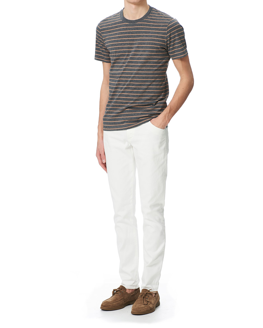 Herren | T-Shirts | Brunello Cucinelli | Breton Stripe Short Sleeve T-Shirt Grey/Brown