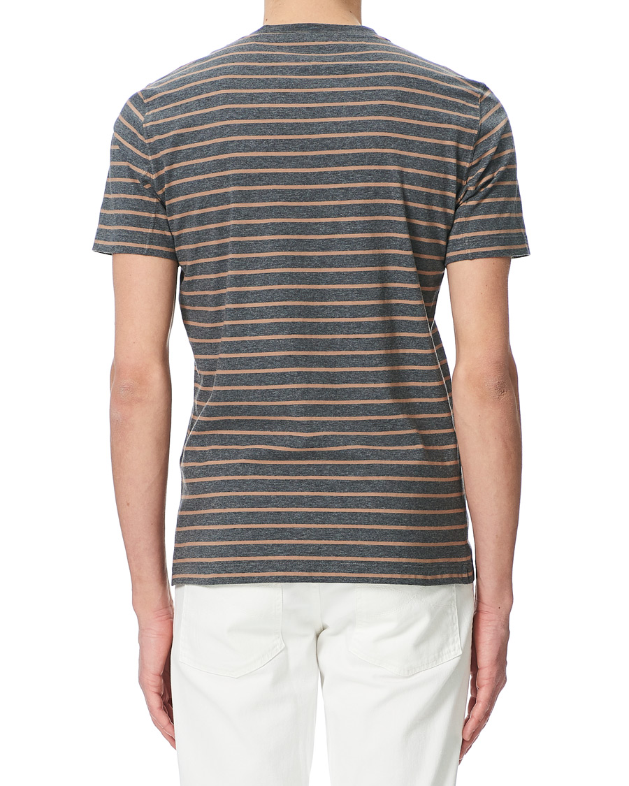 Herren | T-Shirts | Brunello Cucinelli | Breton Stripe Short Sleeve T-Shirt Grey/Brown