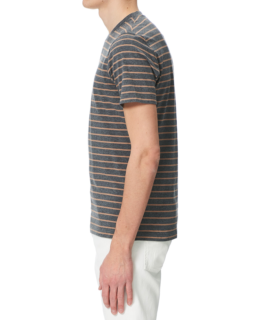 Herren | T-Shirts | Brunello Cucinelli | Breton Stripe Short Sleeve T-Shirt Grey/Brown