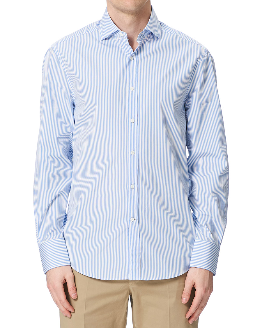 Herren | Hemden | Brunello Cucinelli | Slim Fit Striped Poplin Shirt Light Blue