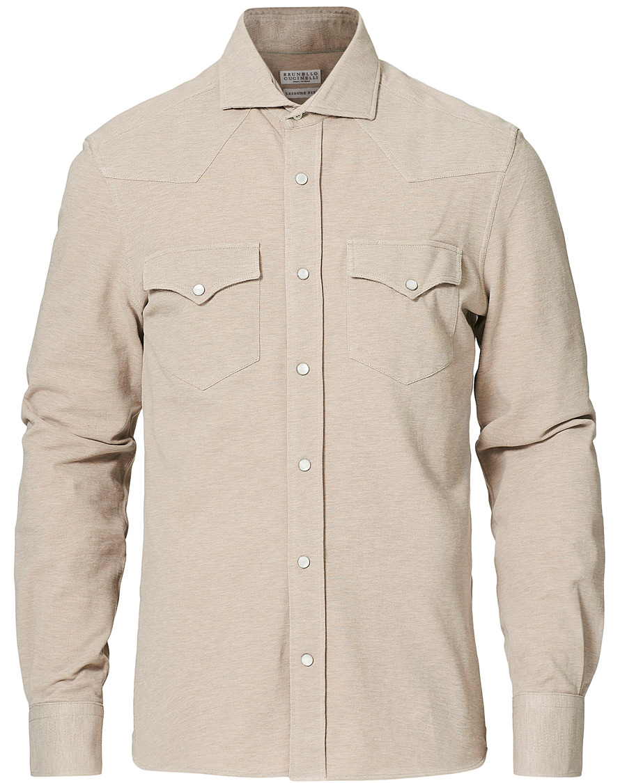 Herren | Hemden | Brunello Cucinelli | Jersey Double Pocket Shirt Beige