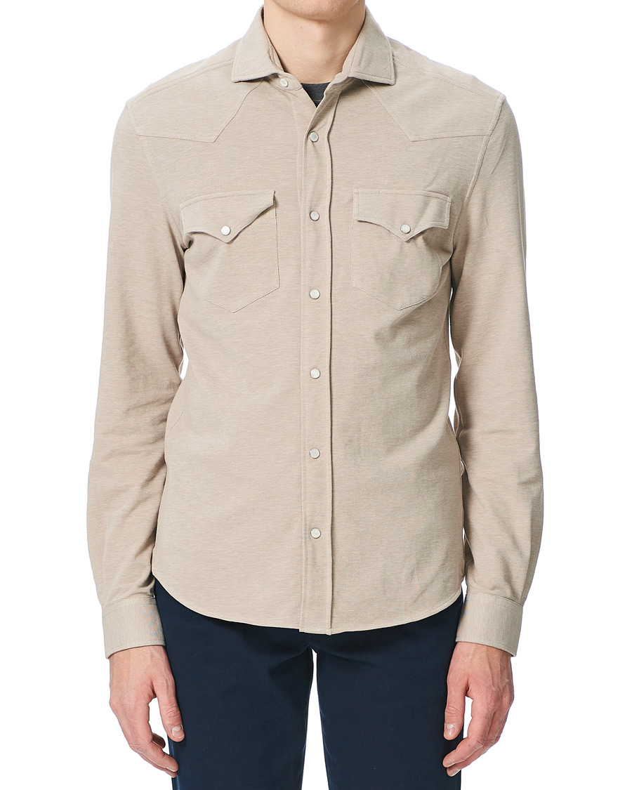 Herren | Hemden | Brunello Cucinelli | Jersey Double Pocket Shirt Beige