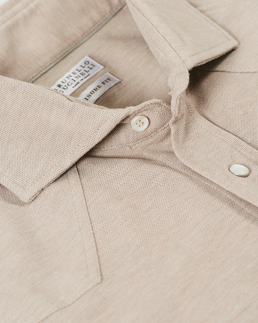 Herren | Hemden | Brunello Cucinelli | Jersey Double Pocket Shirt Beige