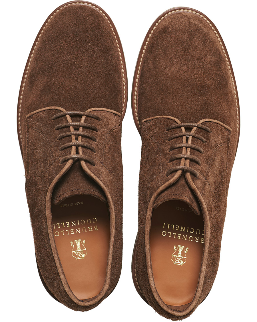 Herren | Brunello Cucinelli Plain Toe Derby Dark Brown Suede | Brunello Cucinelli | Plain Toe Derby Dark Brown Suede