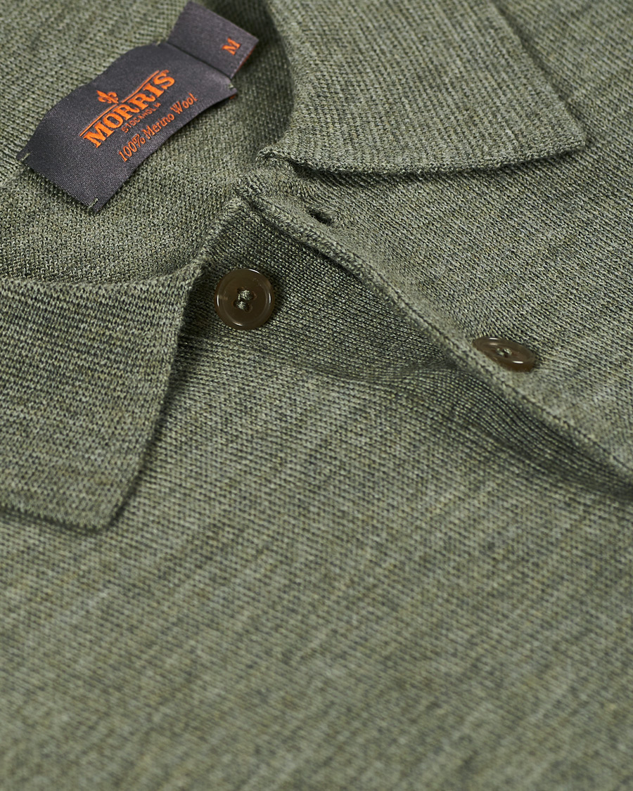 Herren | Pullover | Morris | Merino Long Sleeve Polo Shirt Olive