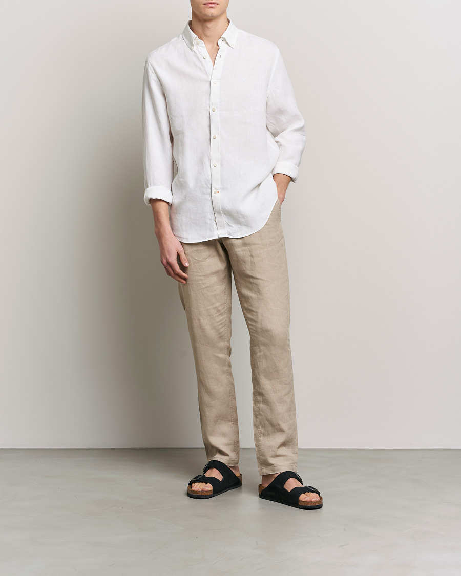 Herren | Hemden | Morris | Douglas Linen Button Down Shirt White