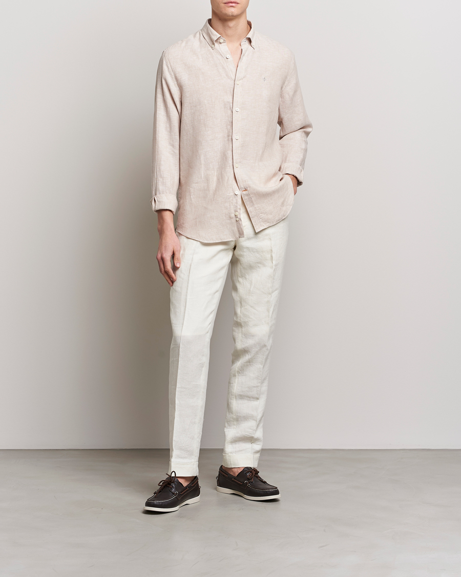 Herren | Hemden | Morris | Douglas Linen Button Down Shirt Khaki