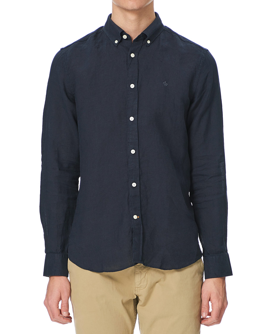 Herren | Hemden | Morris | Douglas Linen Shirt Dark Navy