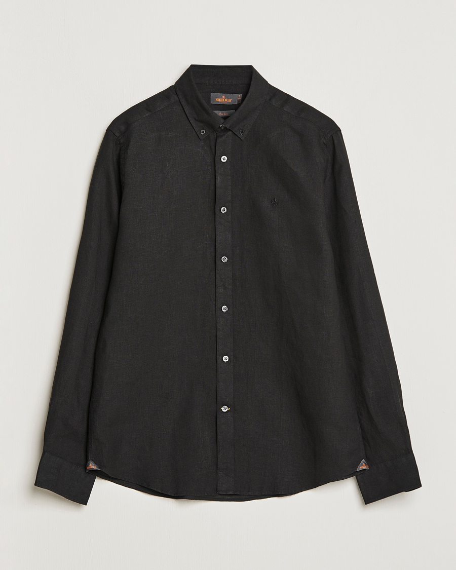 Herren | Hemden | Morris | Douglas Linen Button Down Shirt Black