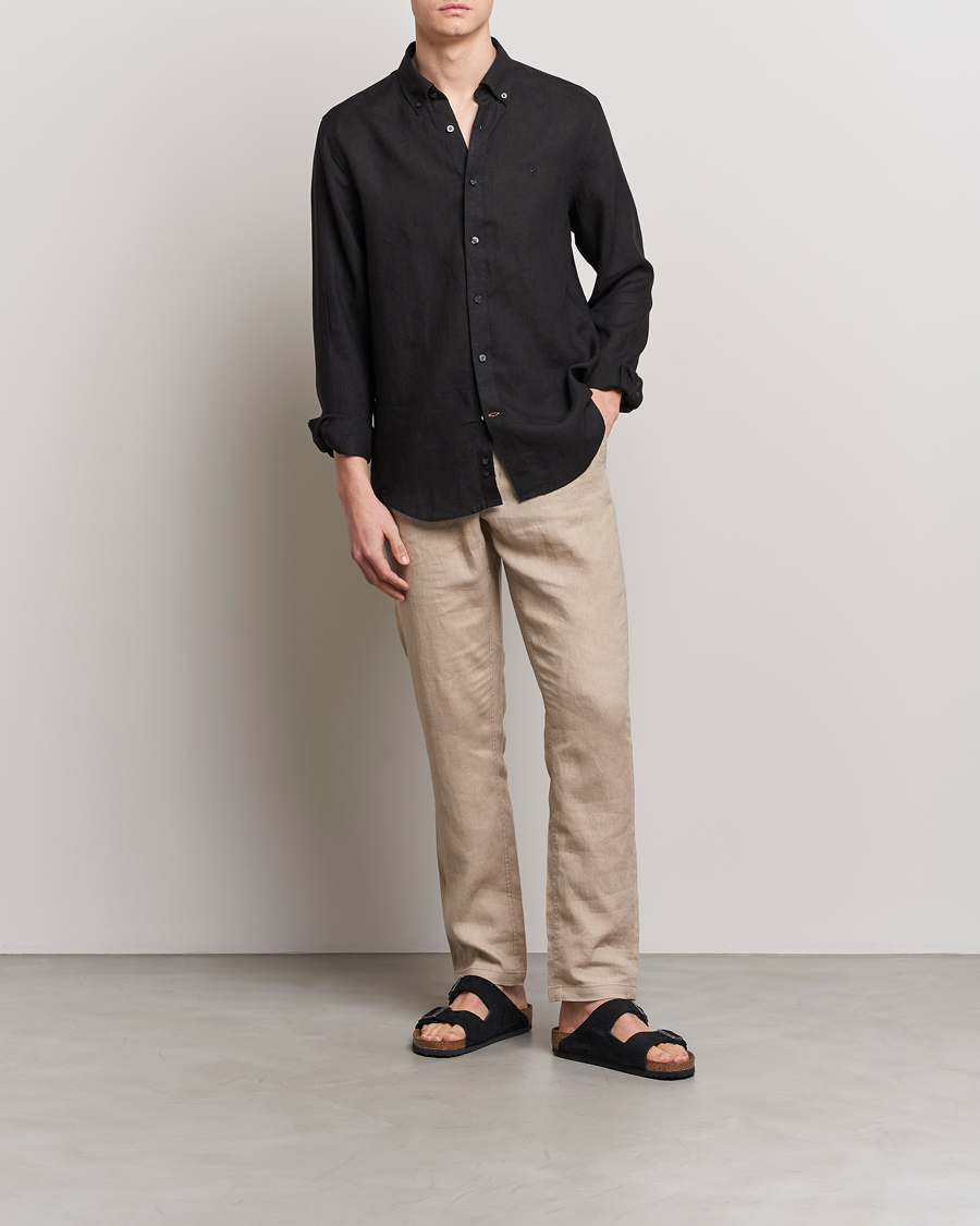Herren | Hemden | Morris | Douglas Linen Button Down Shirt Black