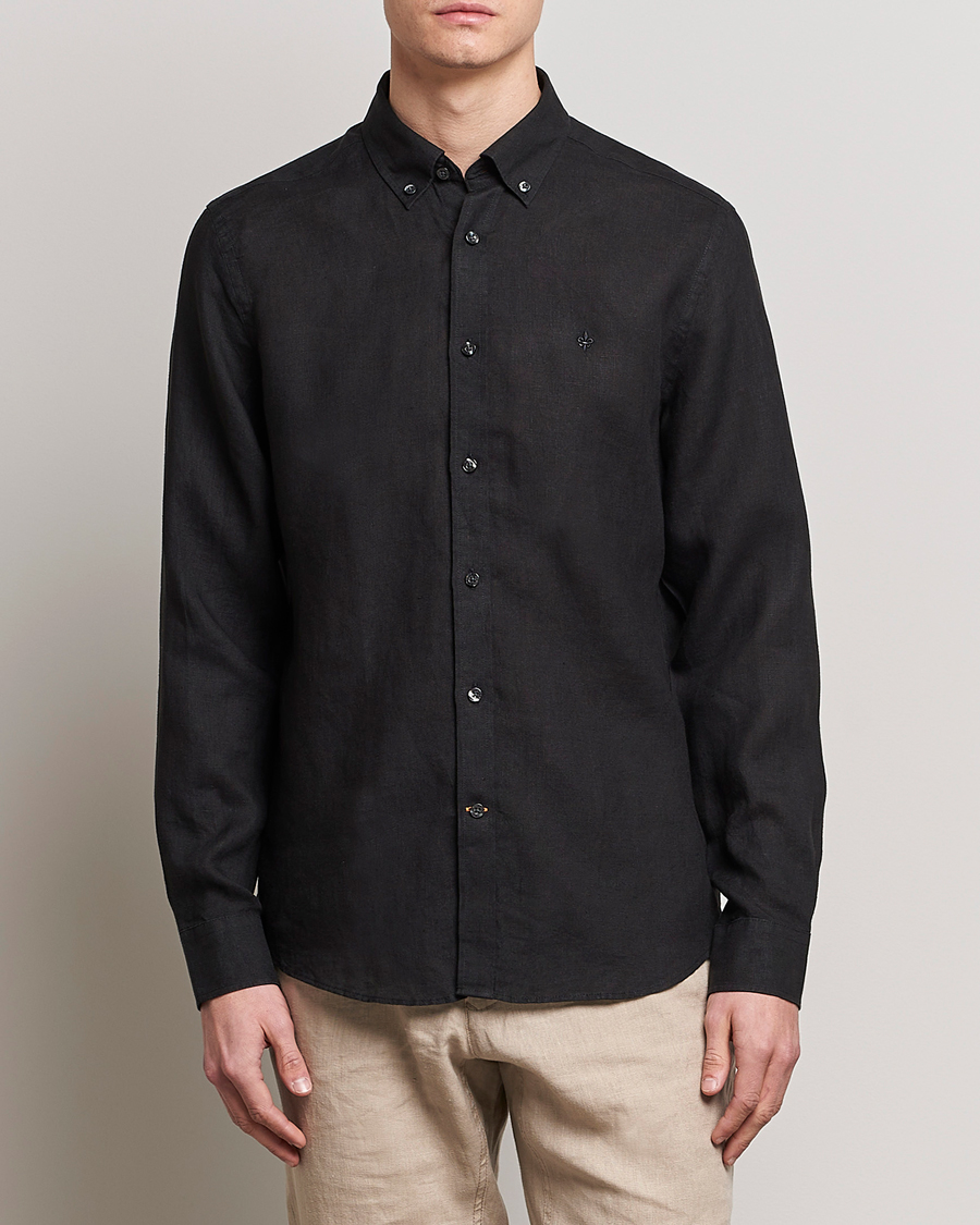 Herren | Hemden | Morris | Douglas Linen Button Down Shirt Black