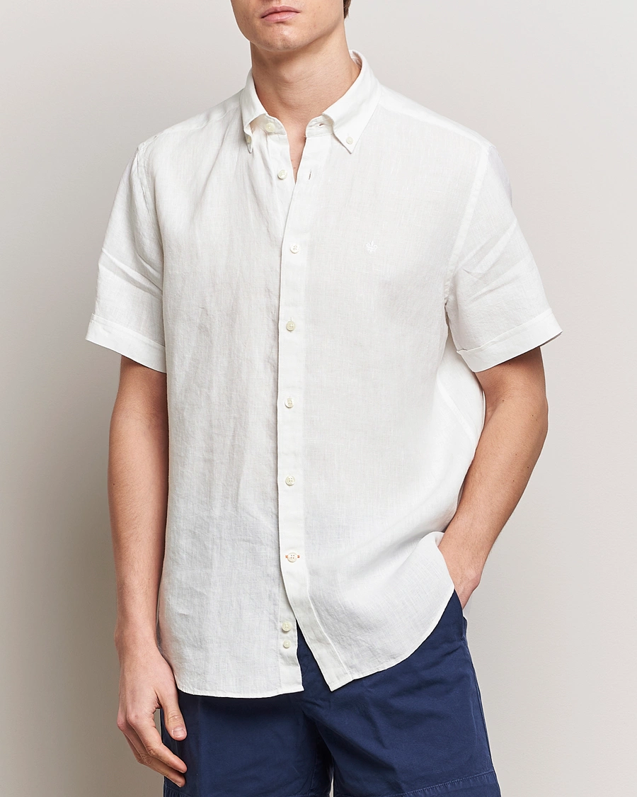 Herren | Kurzarmhemden | Morris | Douglas Linen Short Sleeve Shirt White