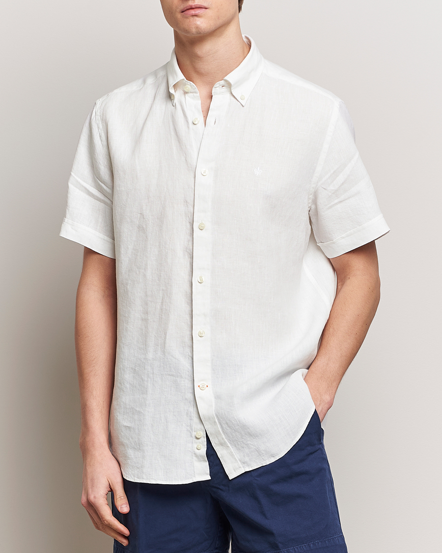 Herren | Hemden | Morris | Douglas Short Sleeve Linen Shirt White