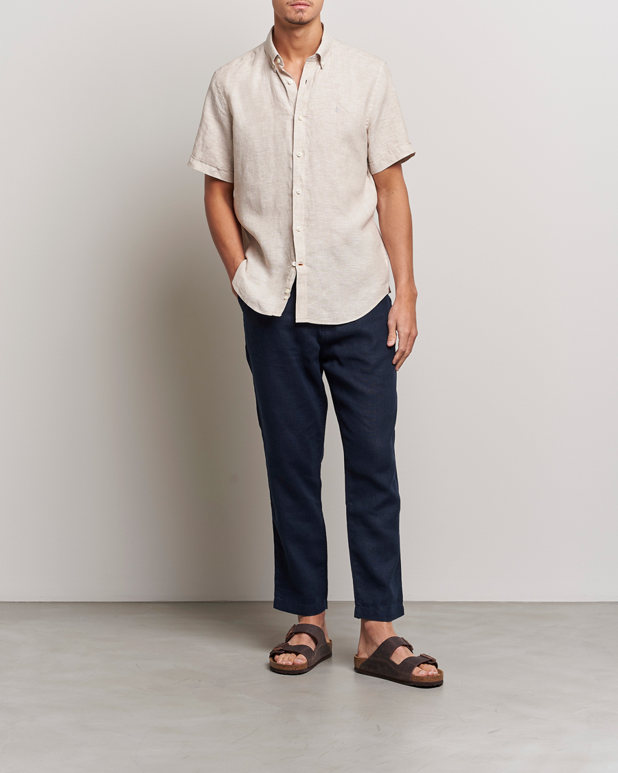 Herren | Hemden | Morris | Douglas Short Sleeve Linen Shirt Khaki XL