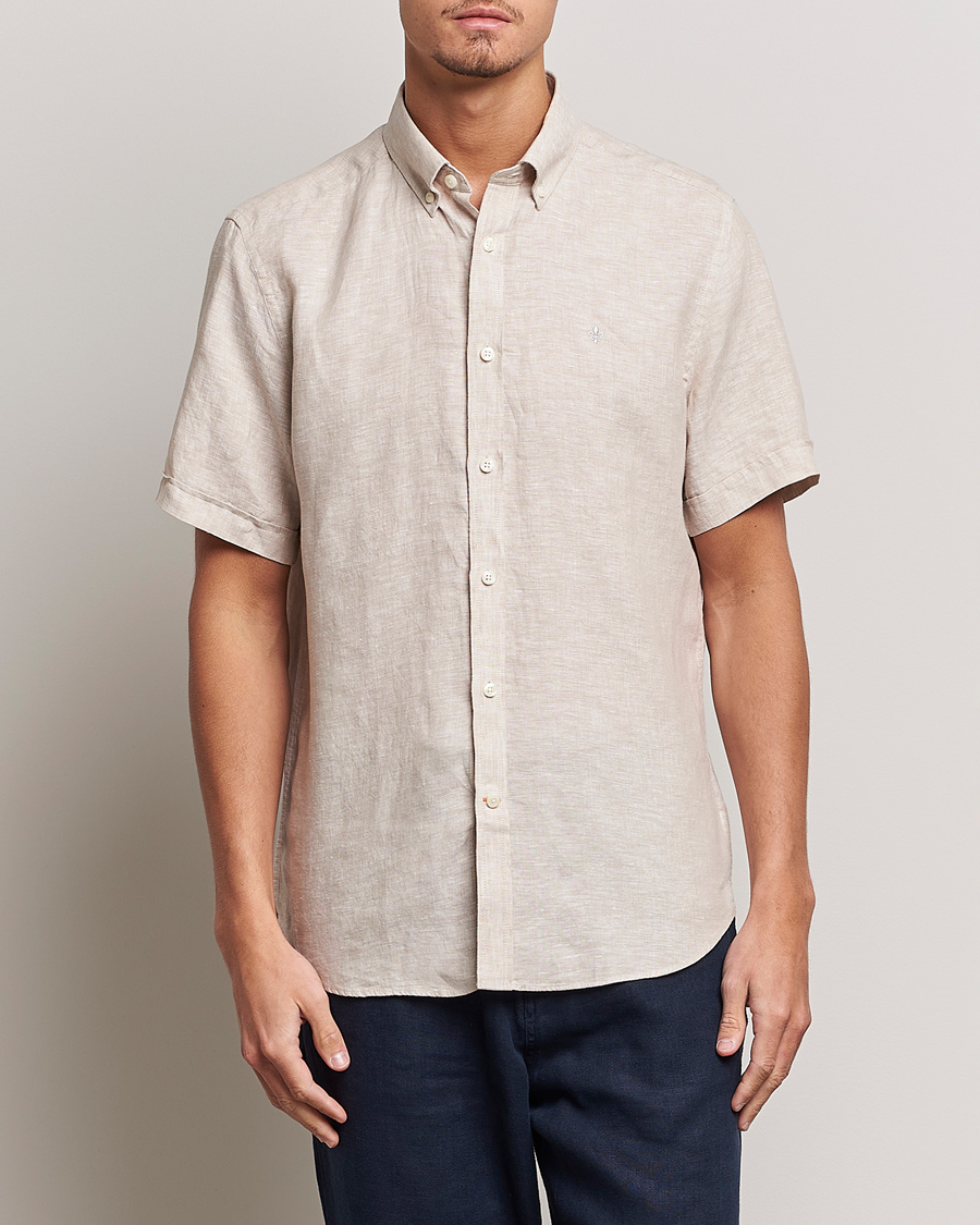 Herren | Hemden | Morris | Douglas Short Sleeve Linen Shirt Khaki