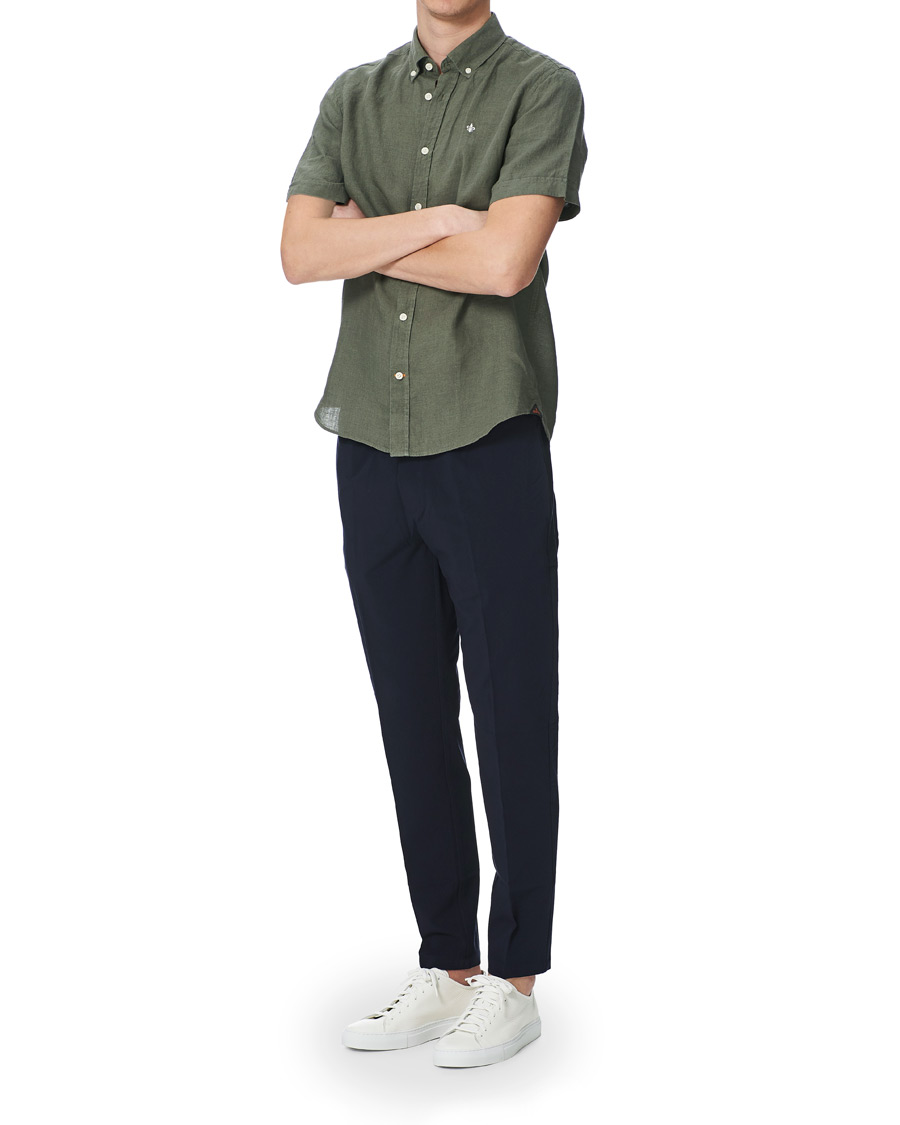 Herren | Hemden | Morris | Douglas Linen Short Sleeve Shirt Olive