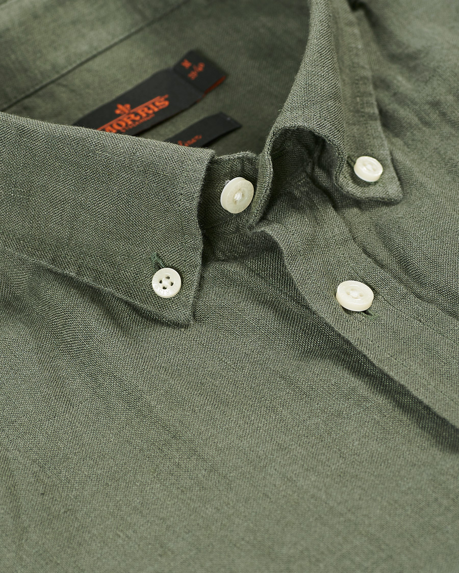 Herren | Hemden | Morris | Douglas Linen Short Sleeve Shirt Olive