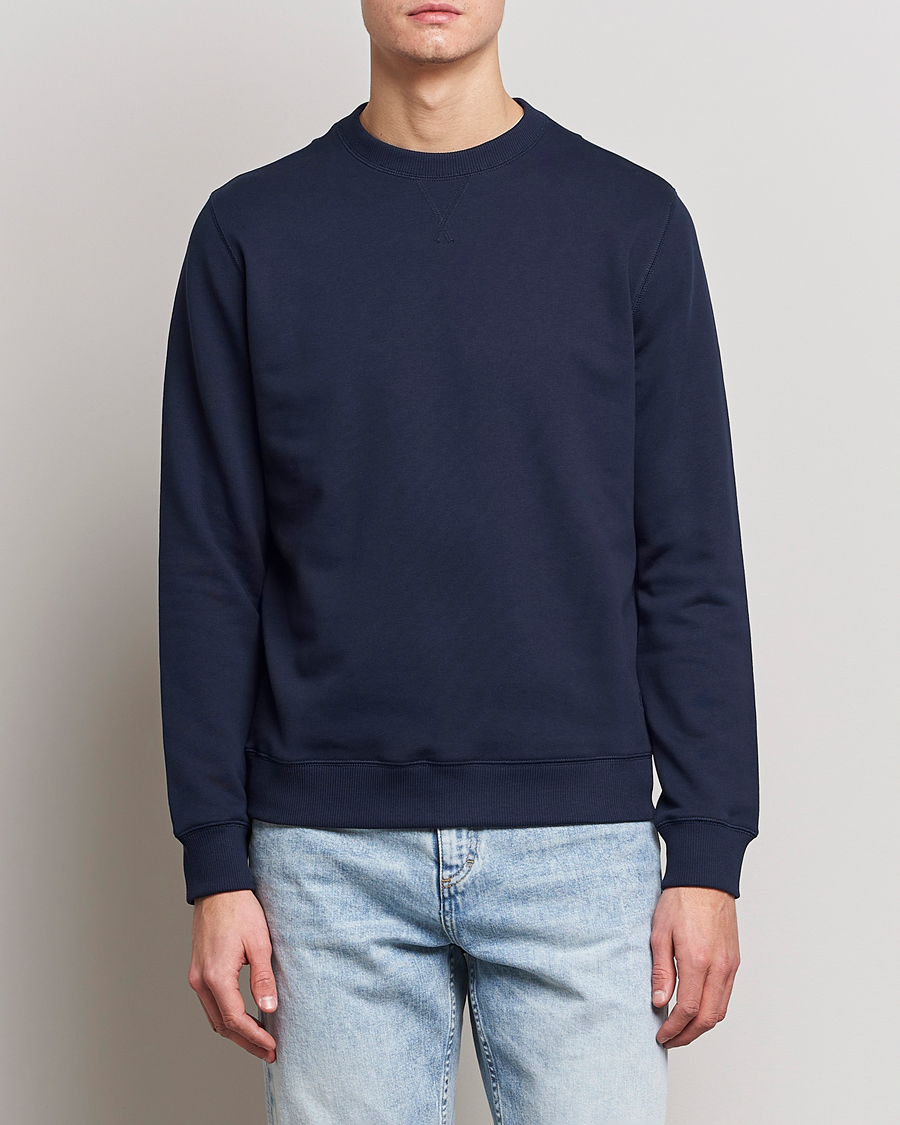 Herren | Business & Beyond | Stenströms | Cotton Collage Crew Neck Navy