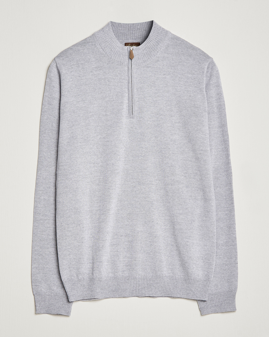 Herren | Pullover | Stenströms | Merino Half Zip Light Grey