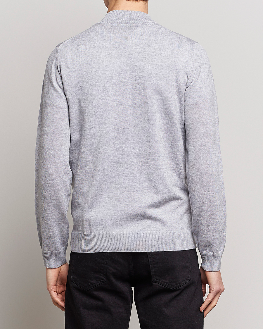 Herren | Pullover | Stenströms | Merino Half Zip Light Grey