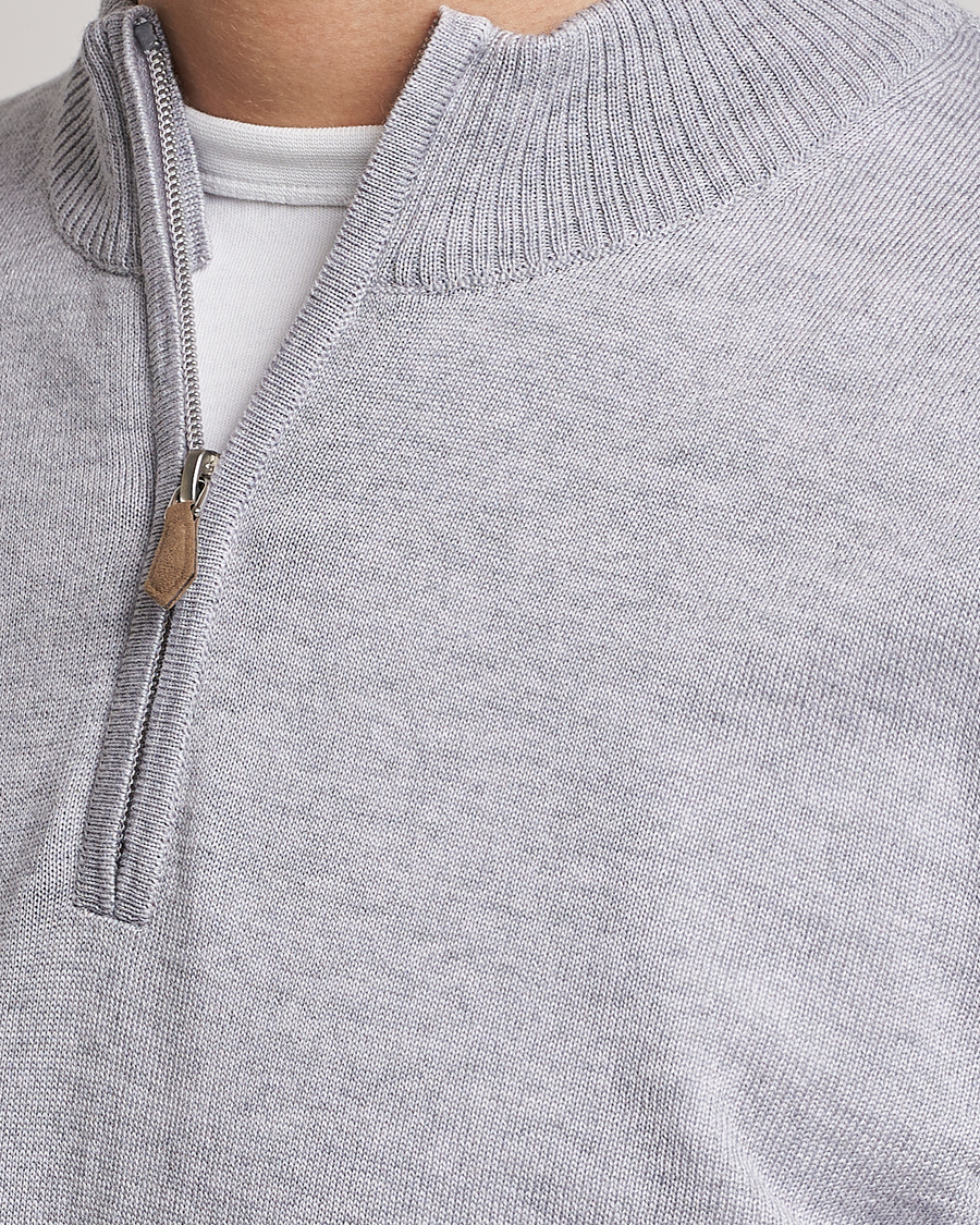 Herren | Pullover | Stenströms | Merino Half Zip Light Grey