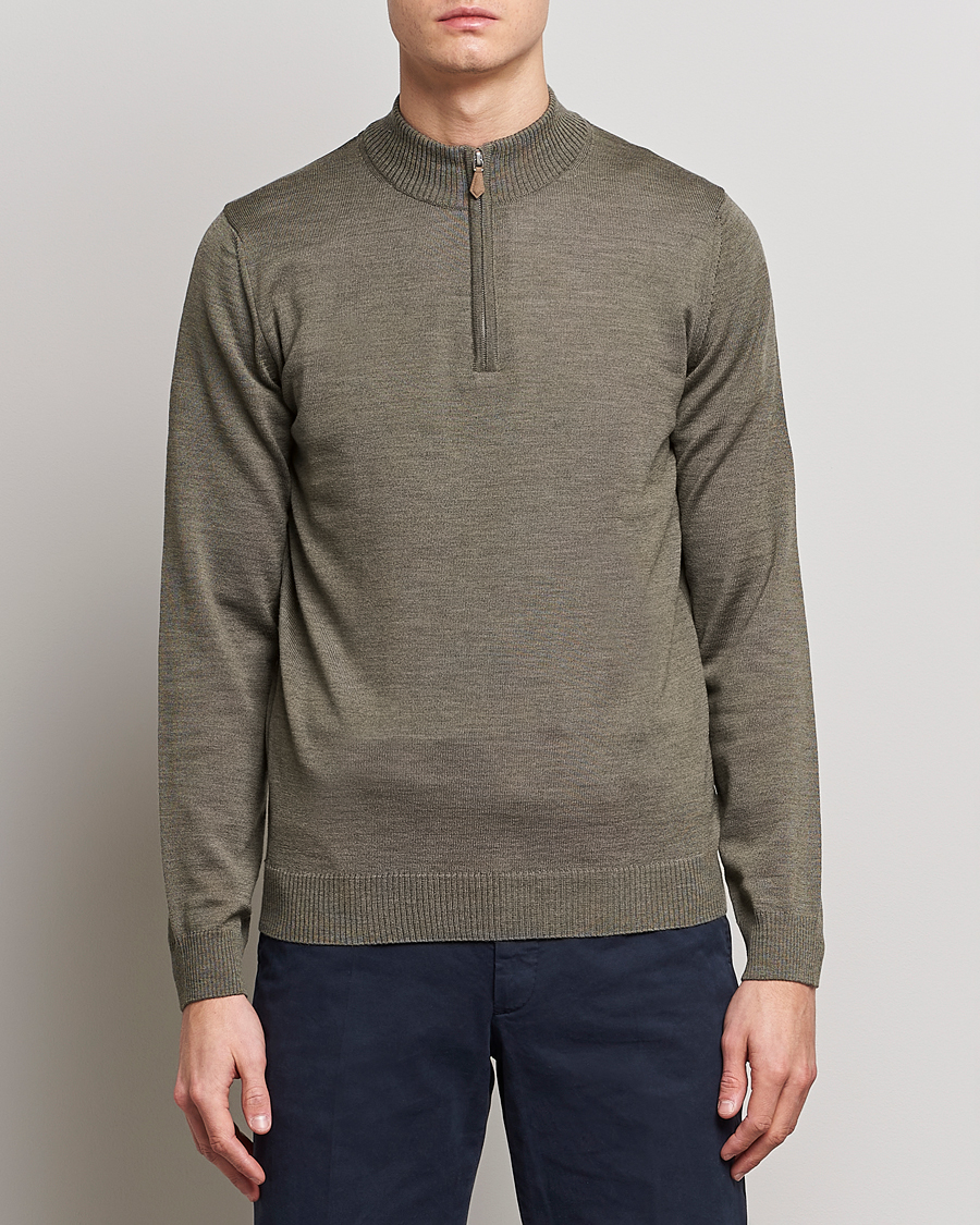 Men |  | Stenströms | Merino Wool Half Zip Olive