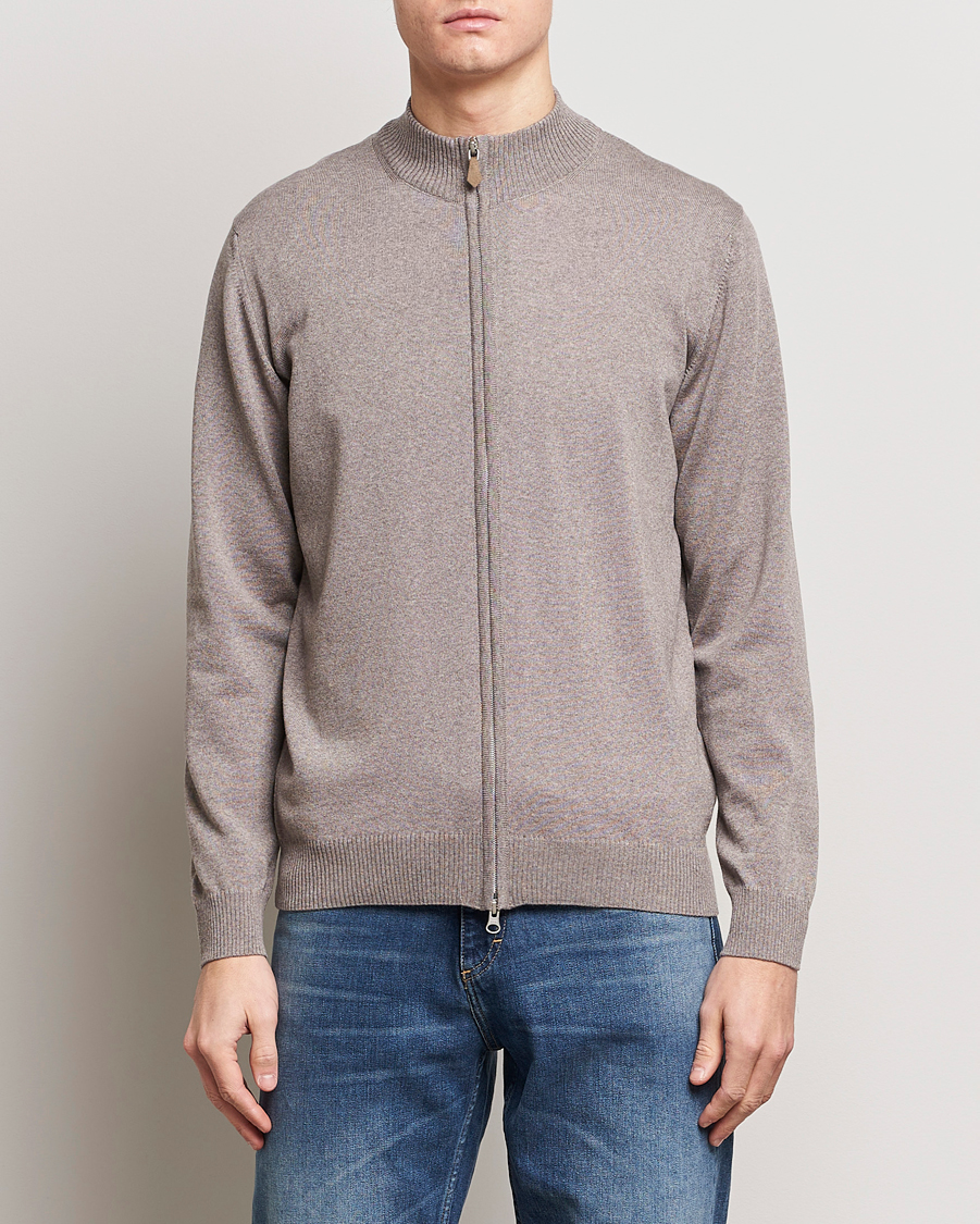 Herren |  | Stenströms | Merino Wool Full Zip Mud Brown