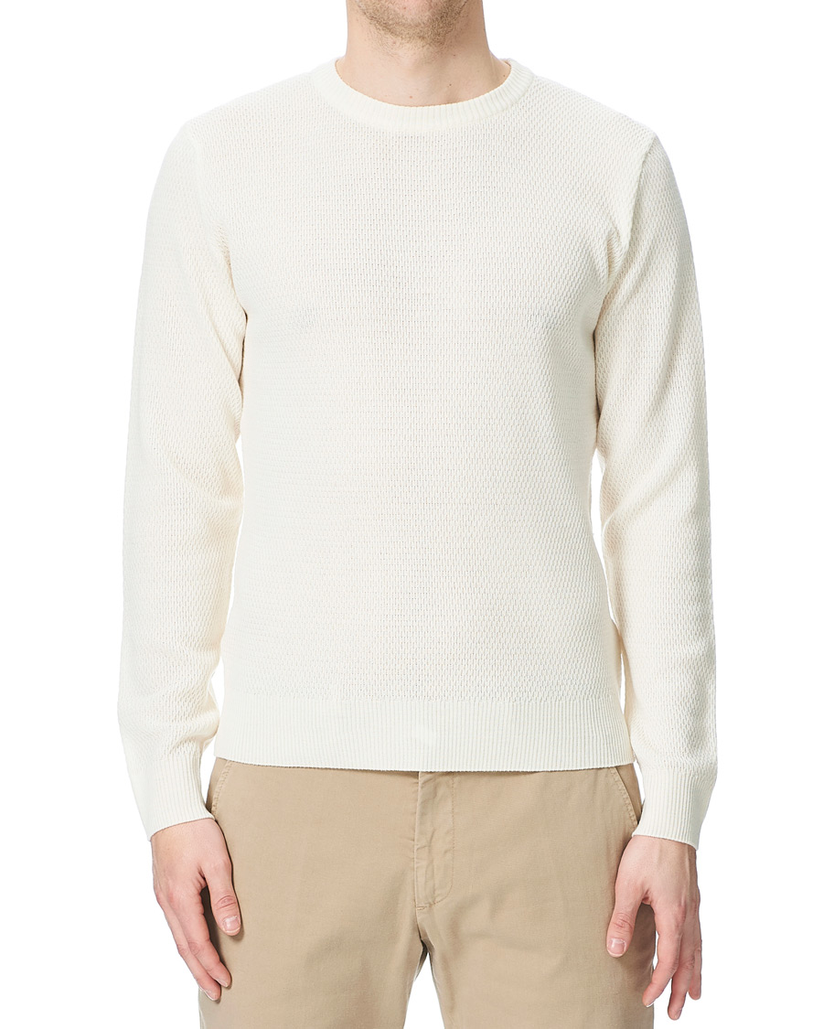 Herren | | Stenströms | Textured Merino Crew Neck Off White